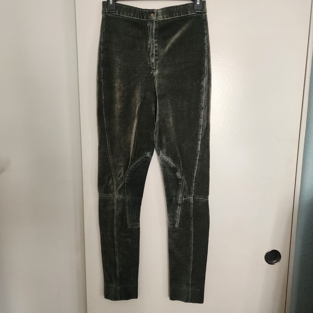 Caldene Breeches Women 28L Dark Green Excellent Corduroy Equestrian Riding Pants